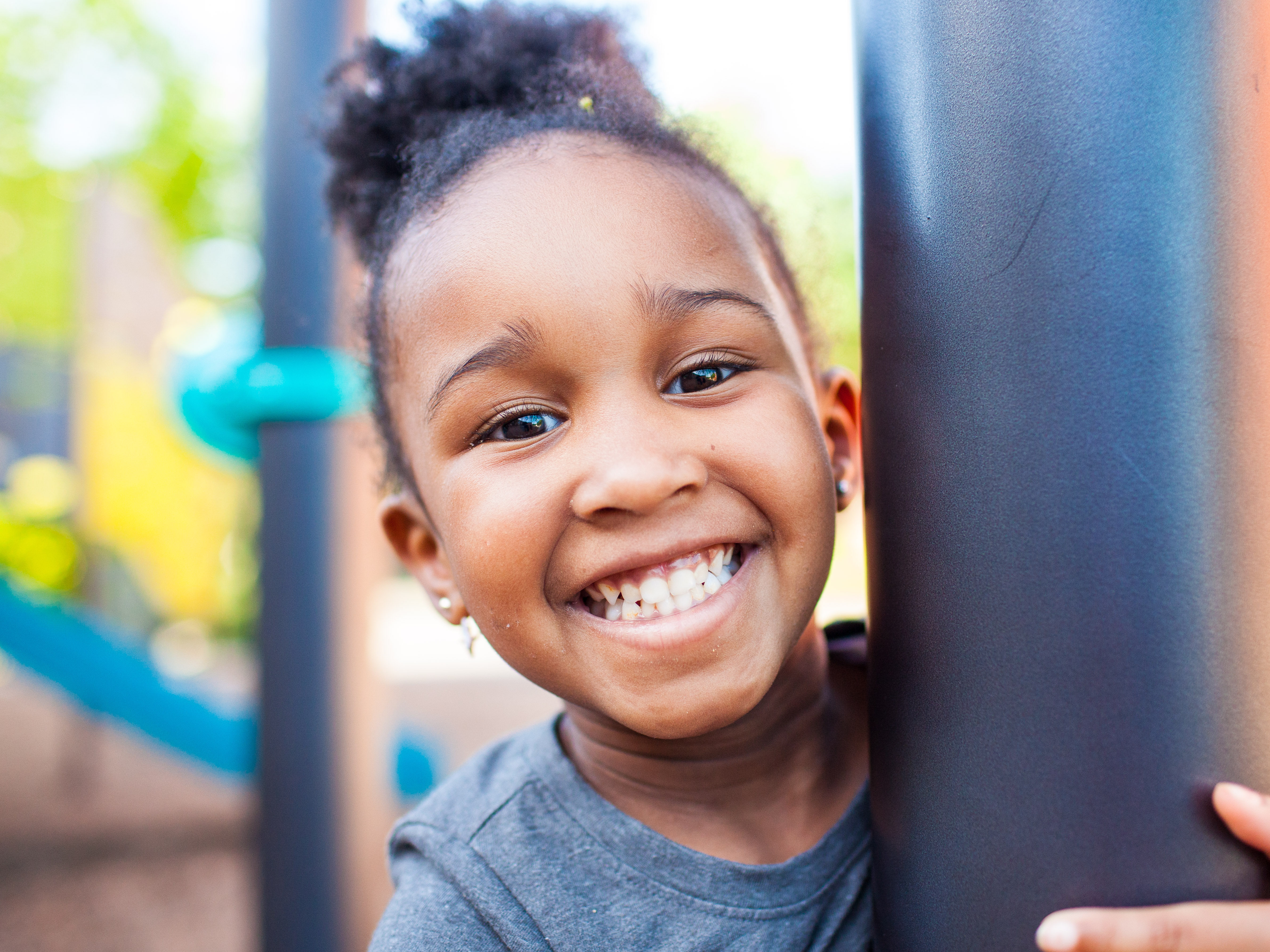 Kiddo in front of playground