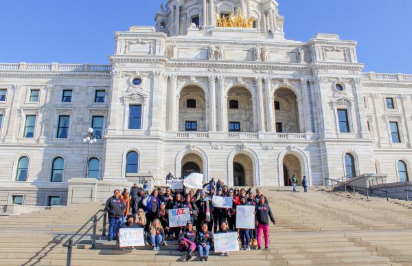 Group of people in front of State Capitol