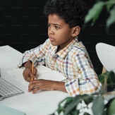 young scholar at computer