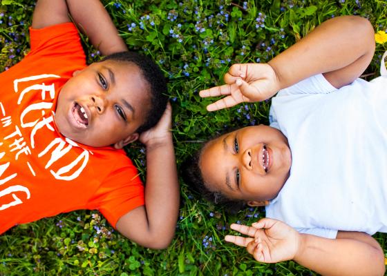 Kids on lawn